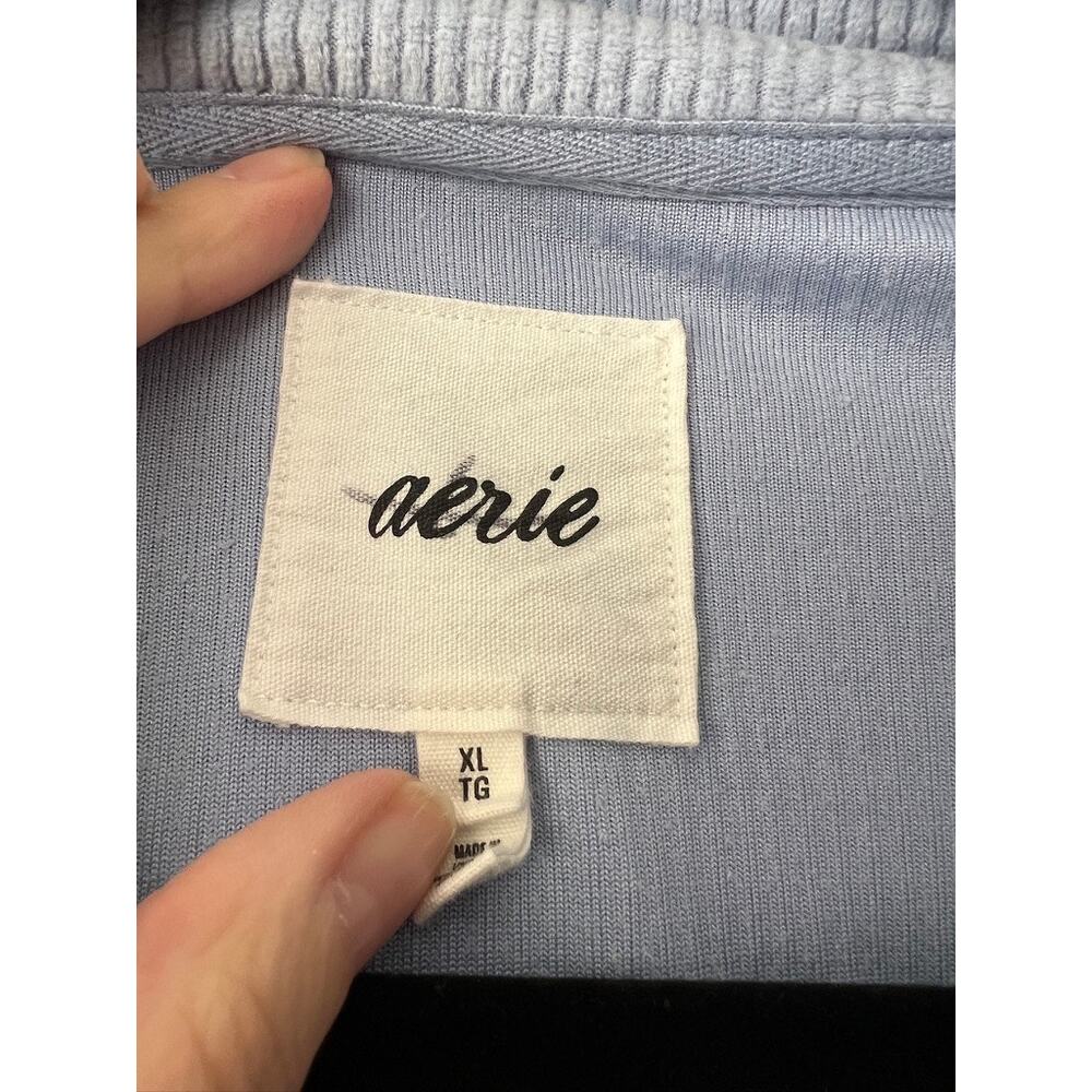 Aerie Women's Groove On Velour Corduroy Cropped Zip-Up Jacket Light Blue Size XL - Picture 6 of 11